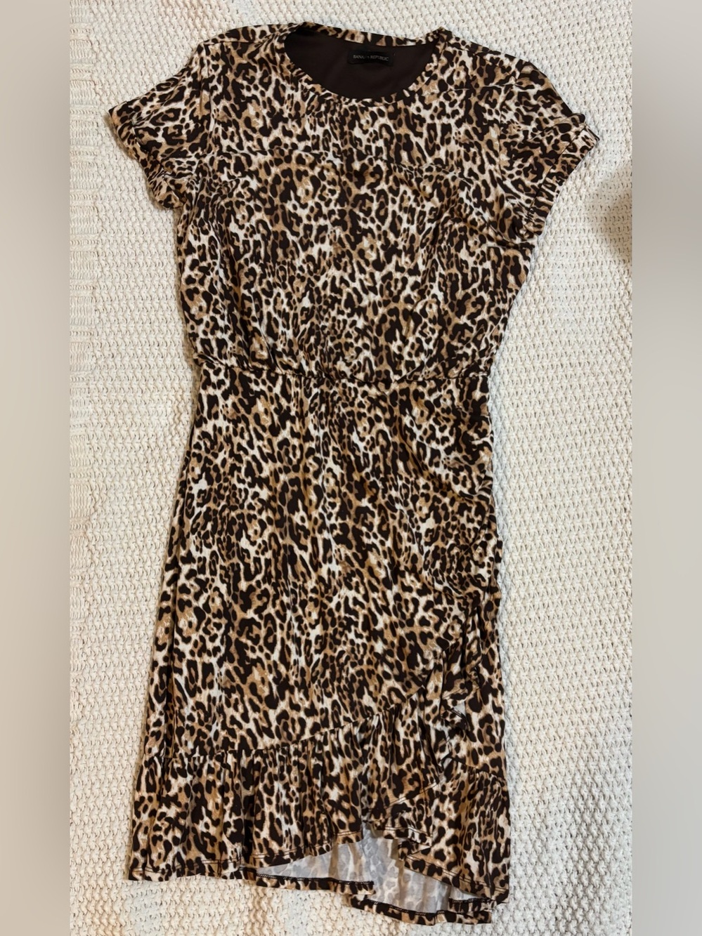 Banana Republic Leopard Print Short Sleeve Tee Dress - Brown/Tan/Black